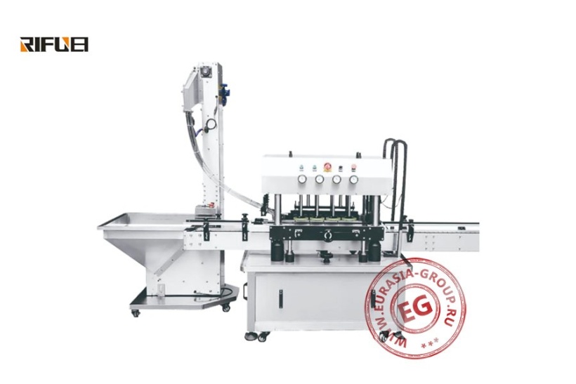 Высокоскоростная укупорочная машина с устройством подачи крышек элеваторного типа RF-140H